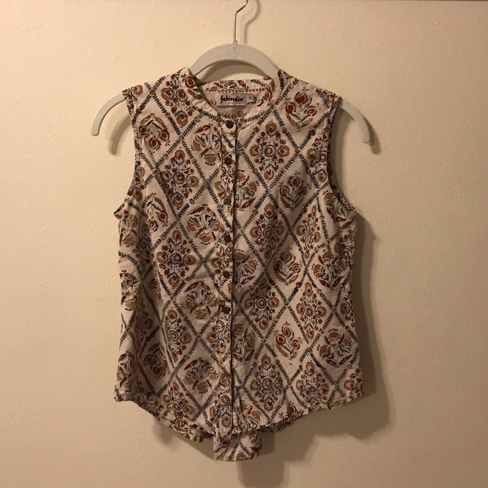 Fabindia Button Up Sleeveless Shirt